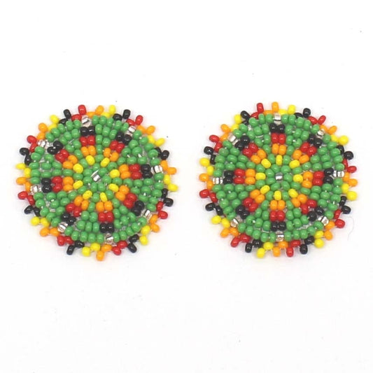 Handmade beaded 2 of 1.2” Green rosette/applique