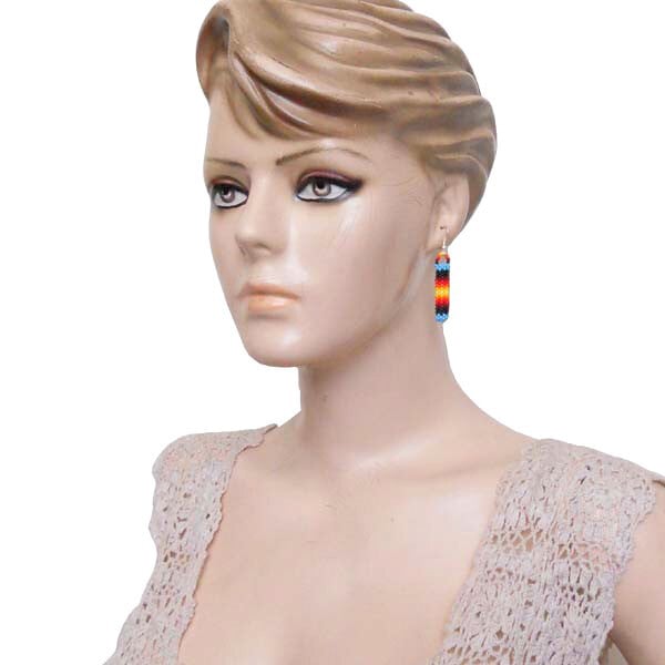 Handmade Fire Color Seed Beads Beaded Small Earrings