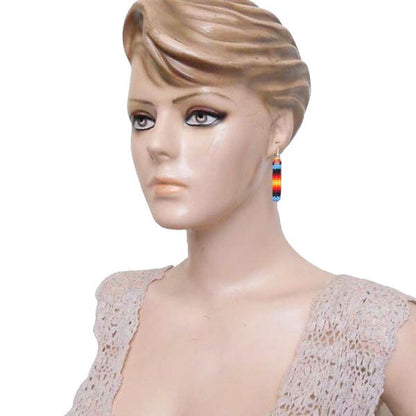 Handmade Fire Color Seed Beads Beaded Small Earrings