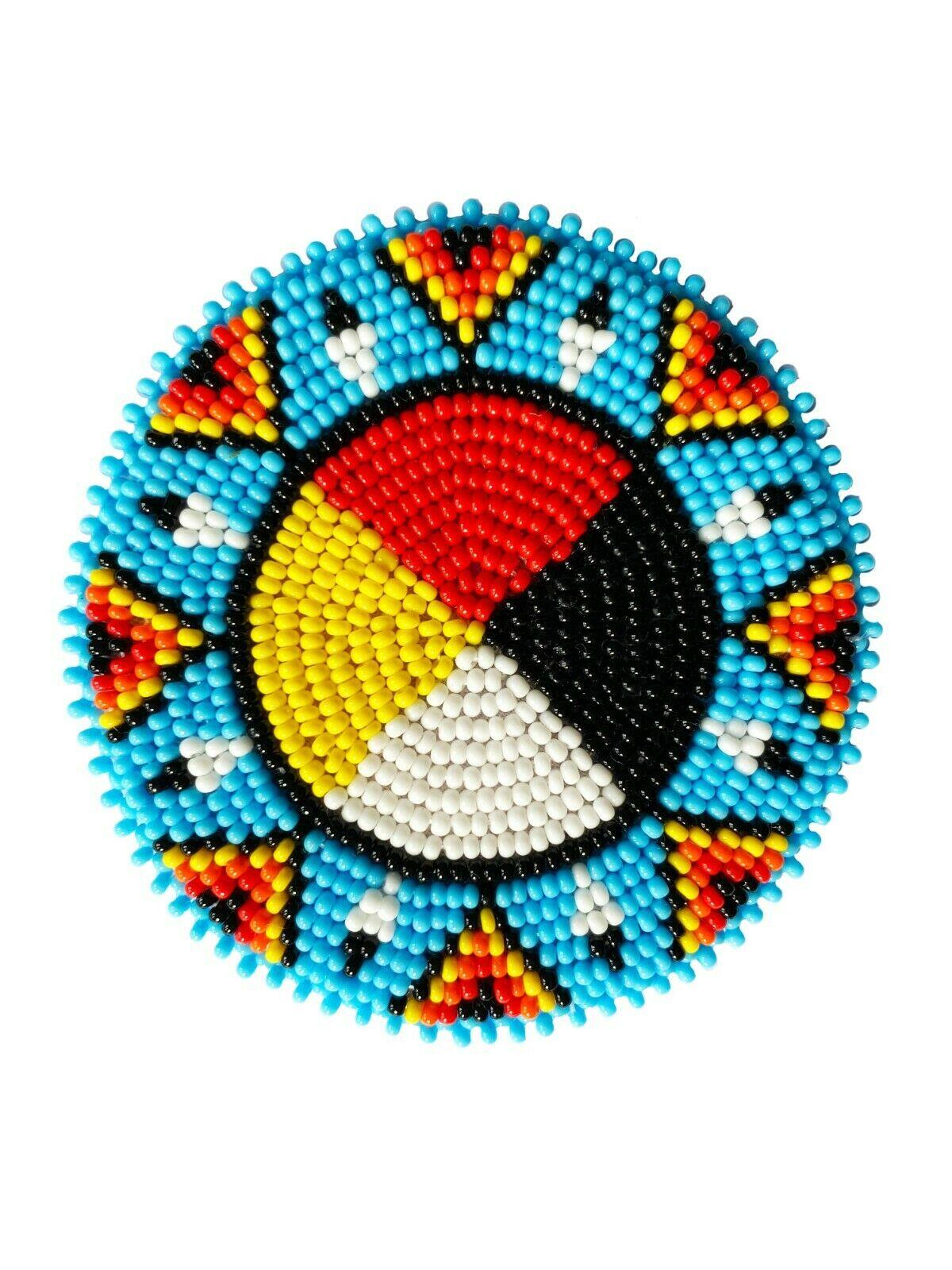 New Handmade Four Directions Beaded Appliques Rosette 2.7”