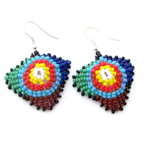 Handmade Beaded Seed Bead Multicolored Earrings