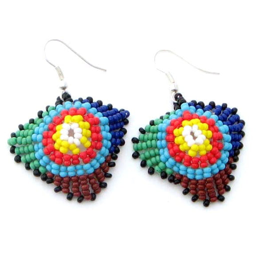 Handmade Beaded Seed Bead Multicolored Earrings
