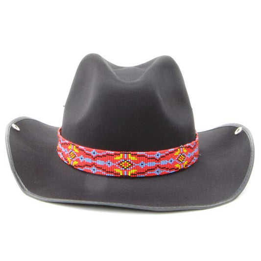 Red Blue Yellow Seed Beaded Cowboy Hat Band Waist Belt