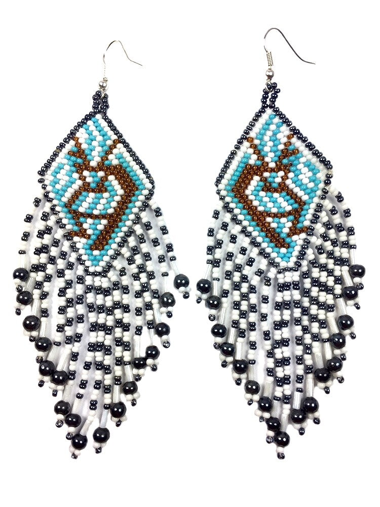 Turquoise Blue Kokopelli Seed Bead Chandelier Earrings
