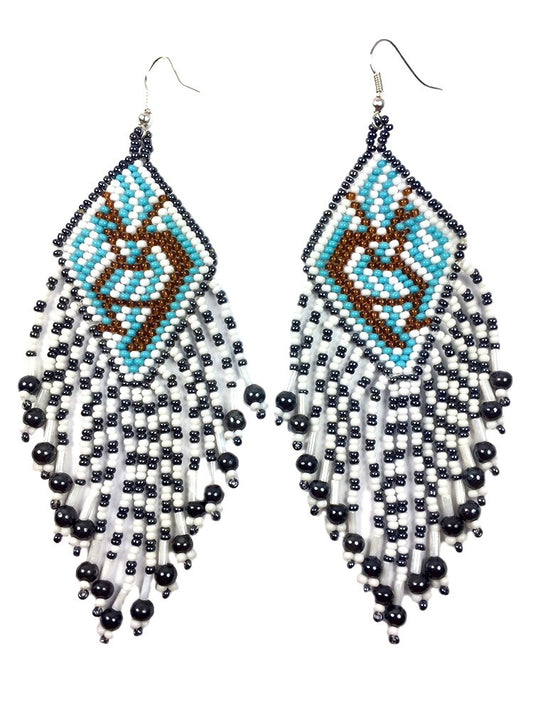 Turquoise Blue Kokopelli Seed Bead Chandelier Earrings