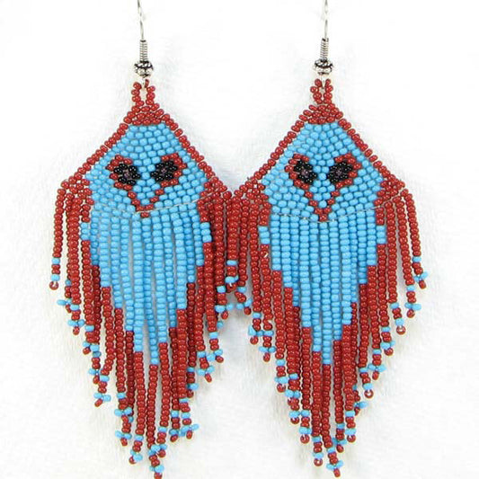 Handmade Beaded Turquoise Blue Seed Bead Earrings