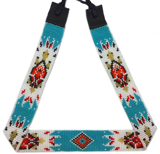 Handmade Beaded Cyan Blue Turtle Cowboy Hat Band Waist Belt - Trendy Hat Accessory