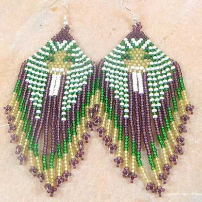 Tutankhamun Green & Purple Beaded Earrings