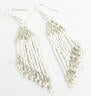 New Handmade White Silver Seed Beaded Native Style Hook Earrings E1/100-8