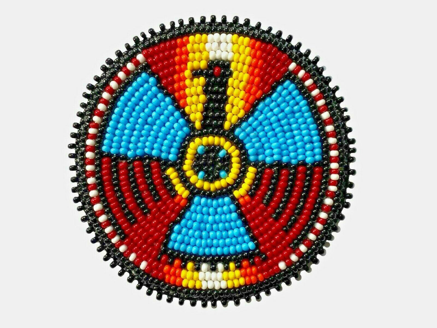 New Handmade Thunder Bird Beaded Craft Appliques Rosette 2.7”