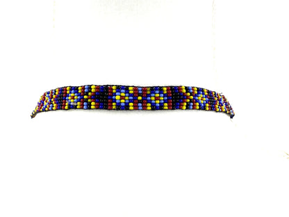 Multicolor Seed Beaded Lanyard Id Holder Geometric Art Beadwork