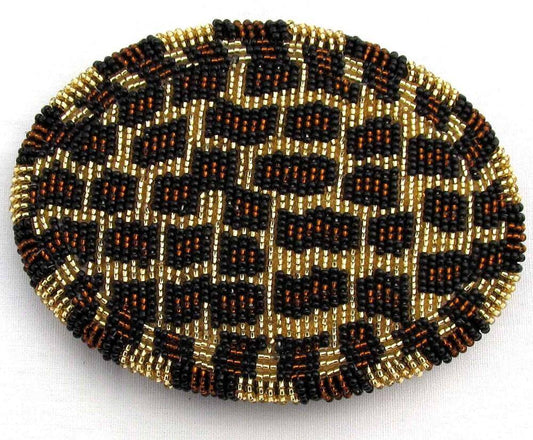 Large 5 Inch Leopard Oval Beaded Buckle