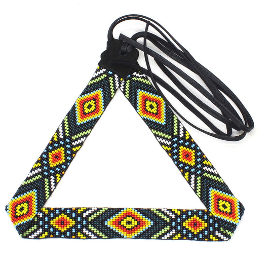 Handmade beaded Black Aztec adjustable Cowboy Rodeo Hatband
