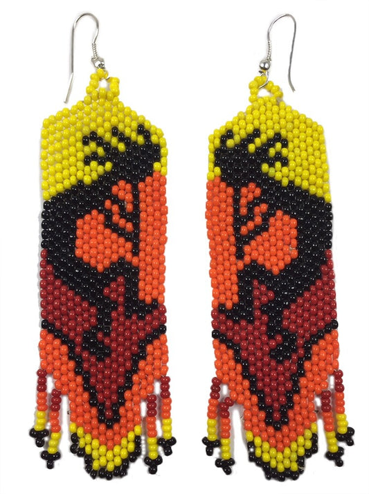 Handmade Beaded Multicolored Seed Bead Kokopelli Big Earrings