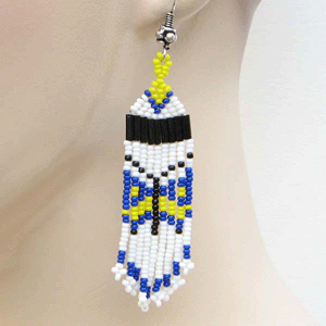 Handmade Beaded White Seed Bead Earrings