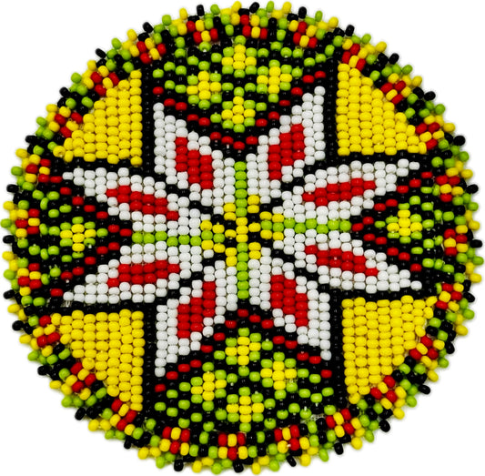 Handmade beaded Yellow Flower Aztec 3 inch rosette/applique