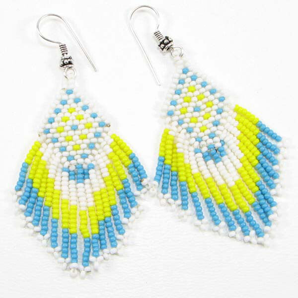 Handmade Beaded White Seed Beaded Earrings