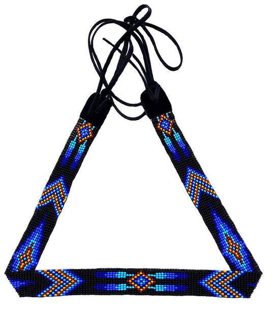 Handmade Blue Black Feather Diamond Pattern Cowboy Style Hatband