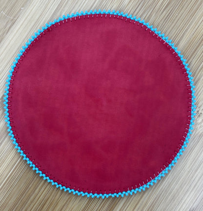 Handmade Beaded Cyan Blue 4 Directions 5 Inch Rosette