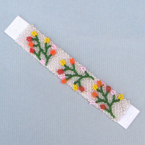 5X1" Red Green 3D Beadwork Flower Applique And Crafts Beaded Strip