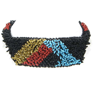 Handmade Beaded Black Seed Bead Choker Necklace Earrings Set