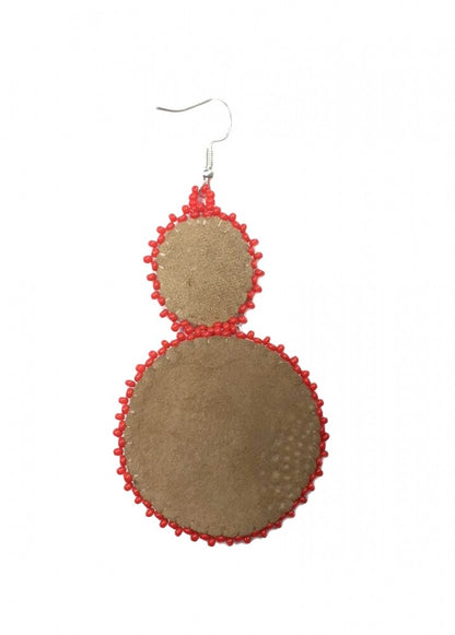 Handmade Beaded Off White Red Turtle Dangle Fashion Hook Earrings
