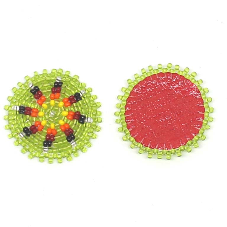 Handmade beaded 2x1.2” light Green rosette/applique
