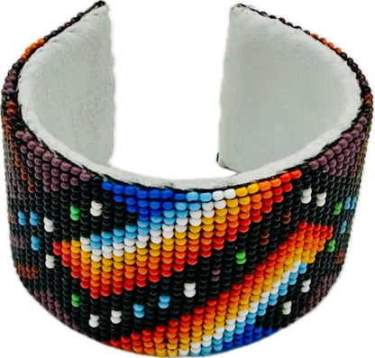 Handmade beaded Purple Multicolored Hard Cuff bracelet