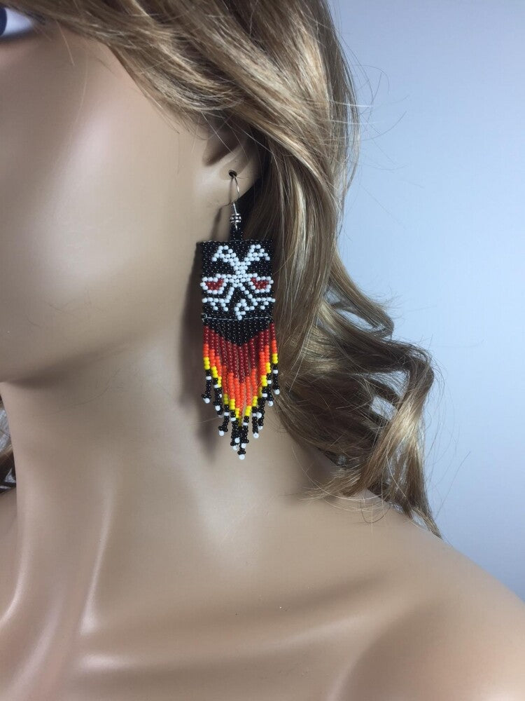 Handmade Beaded Black Seed Bead Earrings