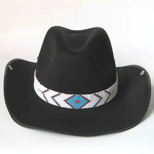 Turquoise Blue White Red Medicine man's Eye Beaded Belt Cowboy Hat Band