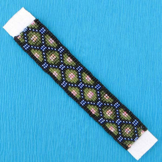 5X1" Black Pink Handmade Beadwork Craft Applique Beaded Strip