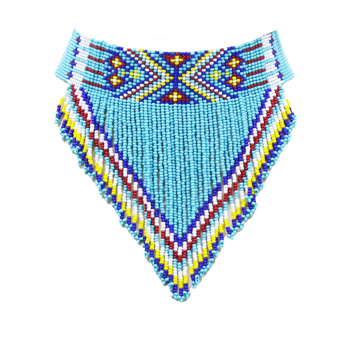 Turquoise Blue Beaded Choker Necklace Earrings Set