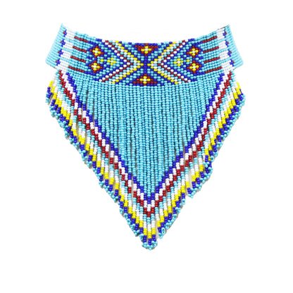 Turquoise Blue Beaded Choker Necklace Earrings Set