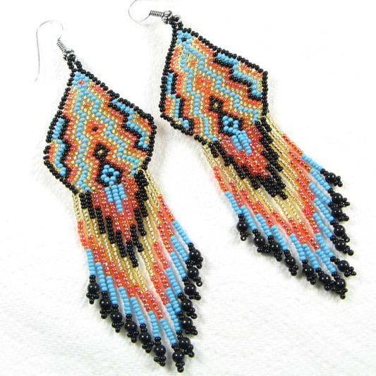 Handmade Multi Colored Seed Beads Beaded Earrings