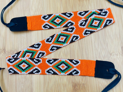 Handmade beaded Orange Green Cowboy Rodeo Hatband