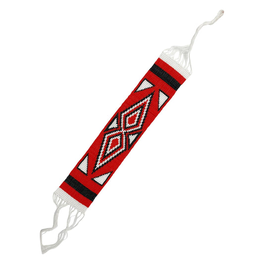 10X2" Red Black White Handmade Art &amp; Craft Applique Beaded Strip