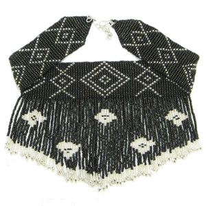 Black White Medicine Man's Eye Beaded Choker Necklace