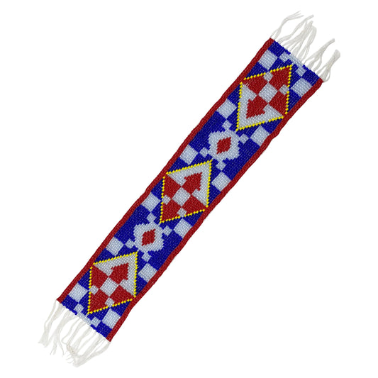 10X2" Blue Red White Seed Beads Geometric Art &amp; Craft Beaded Strip