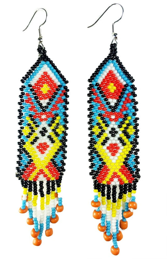 Handmade Beaded Multi-Color Color Chandelier Earrings