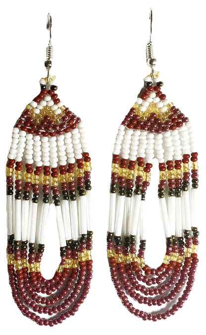 Handmade Beaded Brown White Turtle Necklace Earrings Set