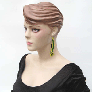 Handmade Beaded Green Bugle Seed Bead Earrings