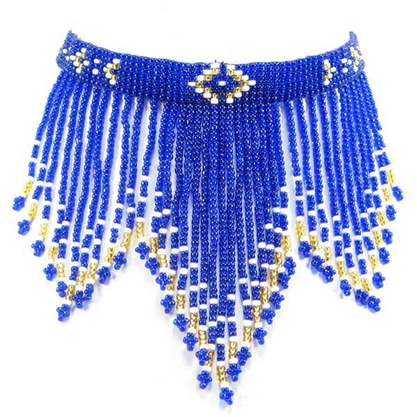 Handmade Beaded Blue Seed Bead Choker Necklace