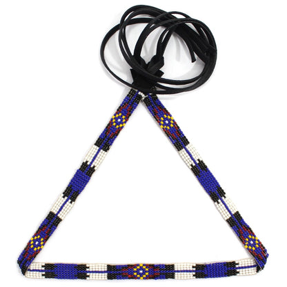Blue White Multicolor Beaded Cowboy Hatband Medicine man's Beadwork