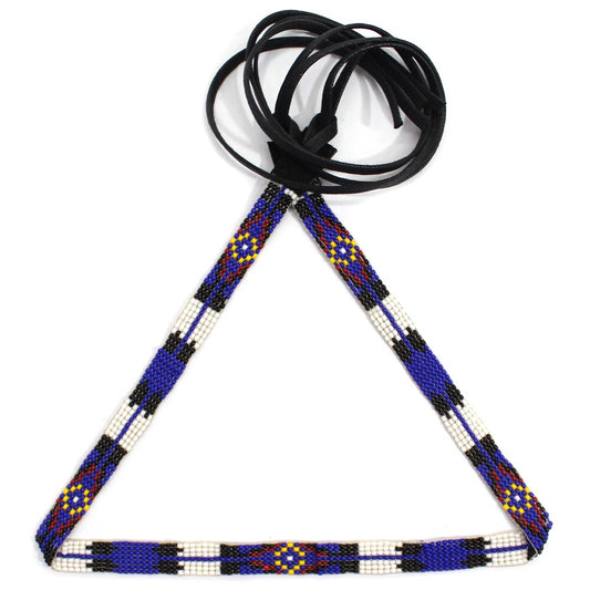 Blue White Multicolor Beaded Cowboy Hatband Medicine man's Beadwork