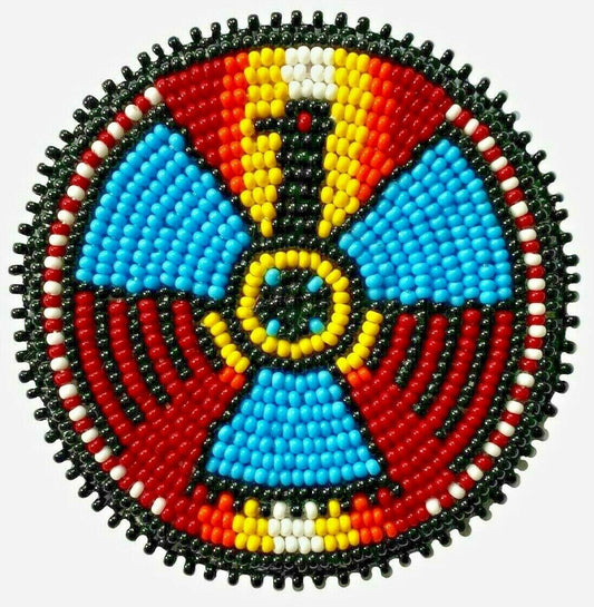 New Handmade Thunder Bird Beaded Craft Appliques Rosette 2.7”