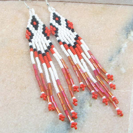 Handmade Beaded Red Beaded Earrings