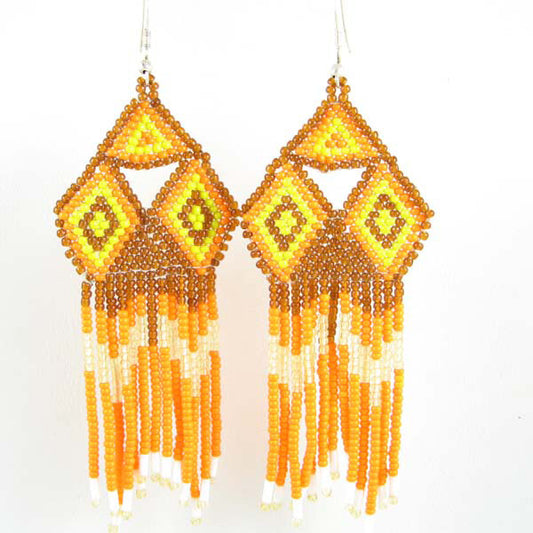 Handmade Beaded Brown Eye Of The Medicine Man Earrings