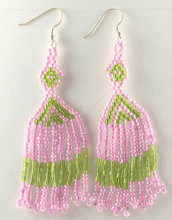 Handcrafted Pink Green Choker Necklace Earrings Set - Lightweight and Elegant