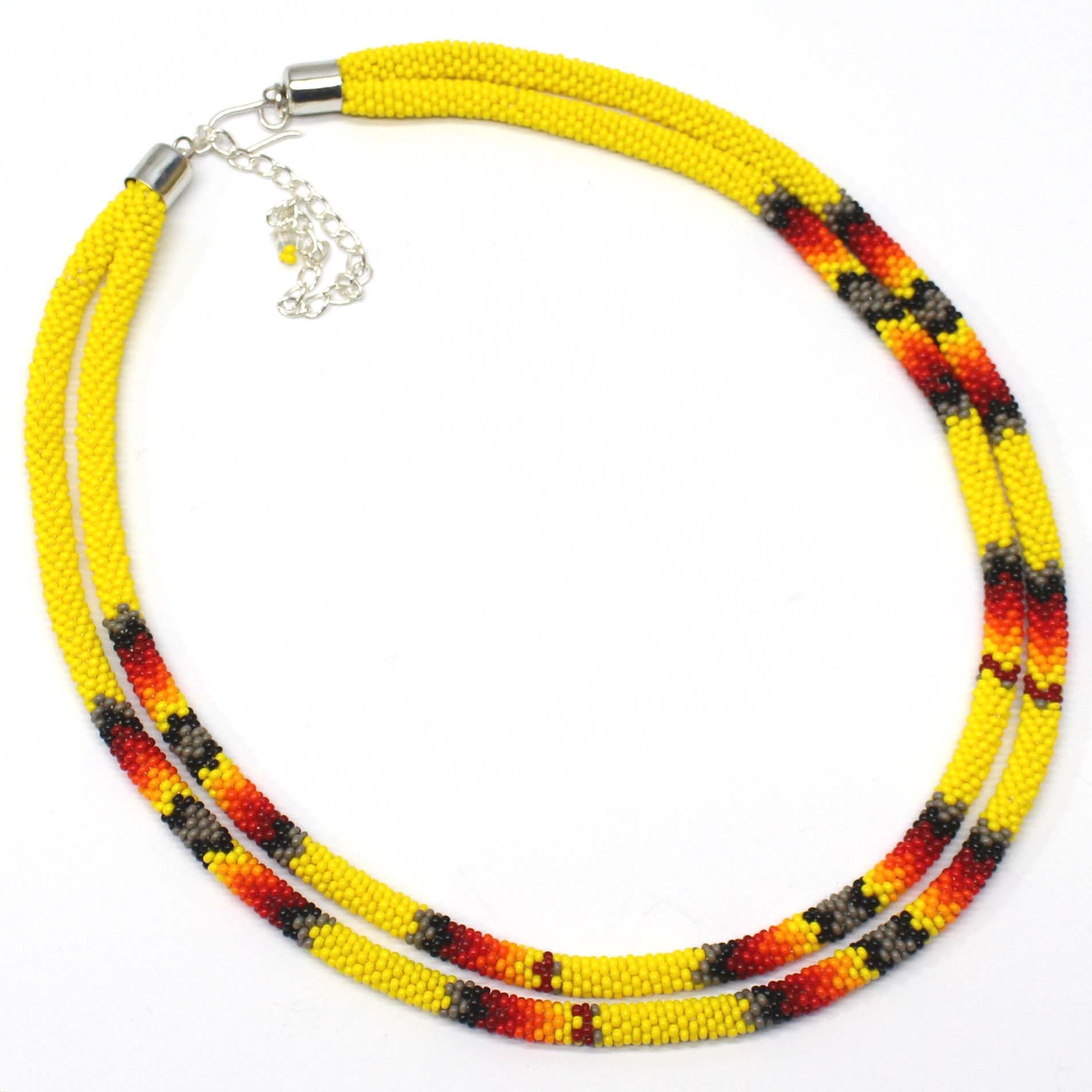 Handmade Beaded Yellow Rope double layered necklace – BEADS CORNER