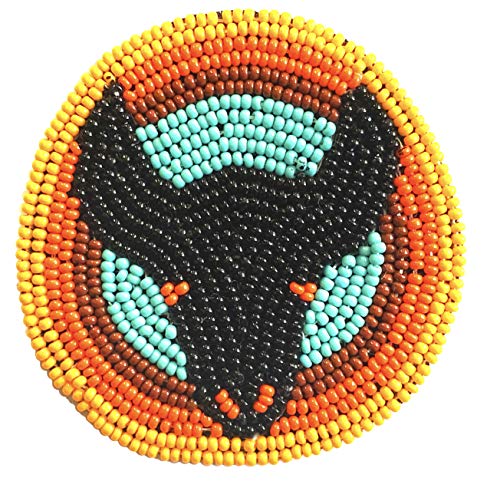Handmade beaded Black Bull rosette 2.7 inch